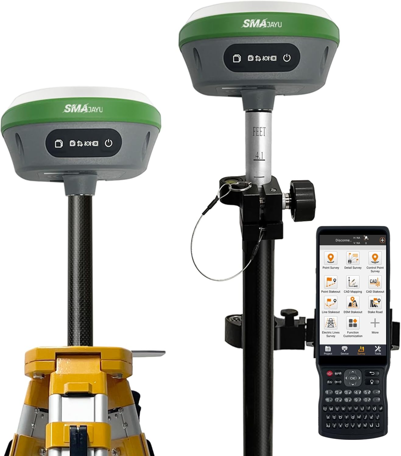SMA26 RTK GNSS GPS Surveying Equipment with IMU Rover & Base, 1408 Channels, 0.5cm Accuracy, Upto 10km Range, NOAA Certified, Handheld Collector & Survey Software (Tripod & Pole Not Included)