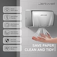 Vista 3 de JETWELL Paquete de 2 secadores de manos compactos para baños comerciales, cubierta de acero inoxidable, viento cálido automático de alta velocidad