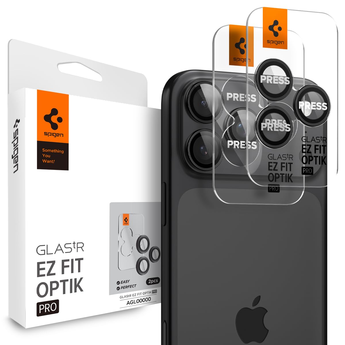 Spigen iPhone 16 Pro/Pro Max Camera Protective Film 9H Hardness Tempered Glass Black Compatible with iPhone 16 Pro / ProMax Lens Protector 2 Pack