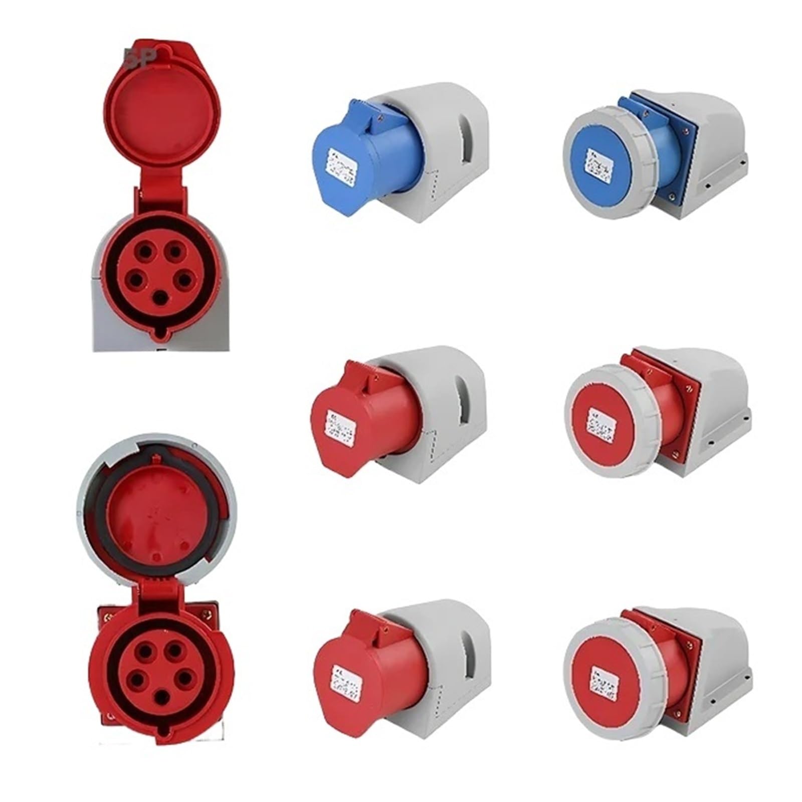 Connecteur électrique Industriel 16/32 A, 3P/4P/5 Broches, IP67, Prise Murale mâle et Femelle(16A Wall Mounted,50 PCS-4P IP44)