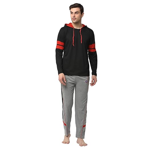 Cotton Blend Track suit Co-ord Set For Men With Hodded Full Sleeve T-Shirt and Track Pant-VJ-MNS-TTP-GROUP21