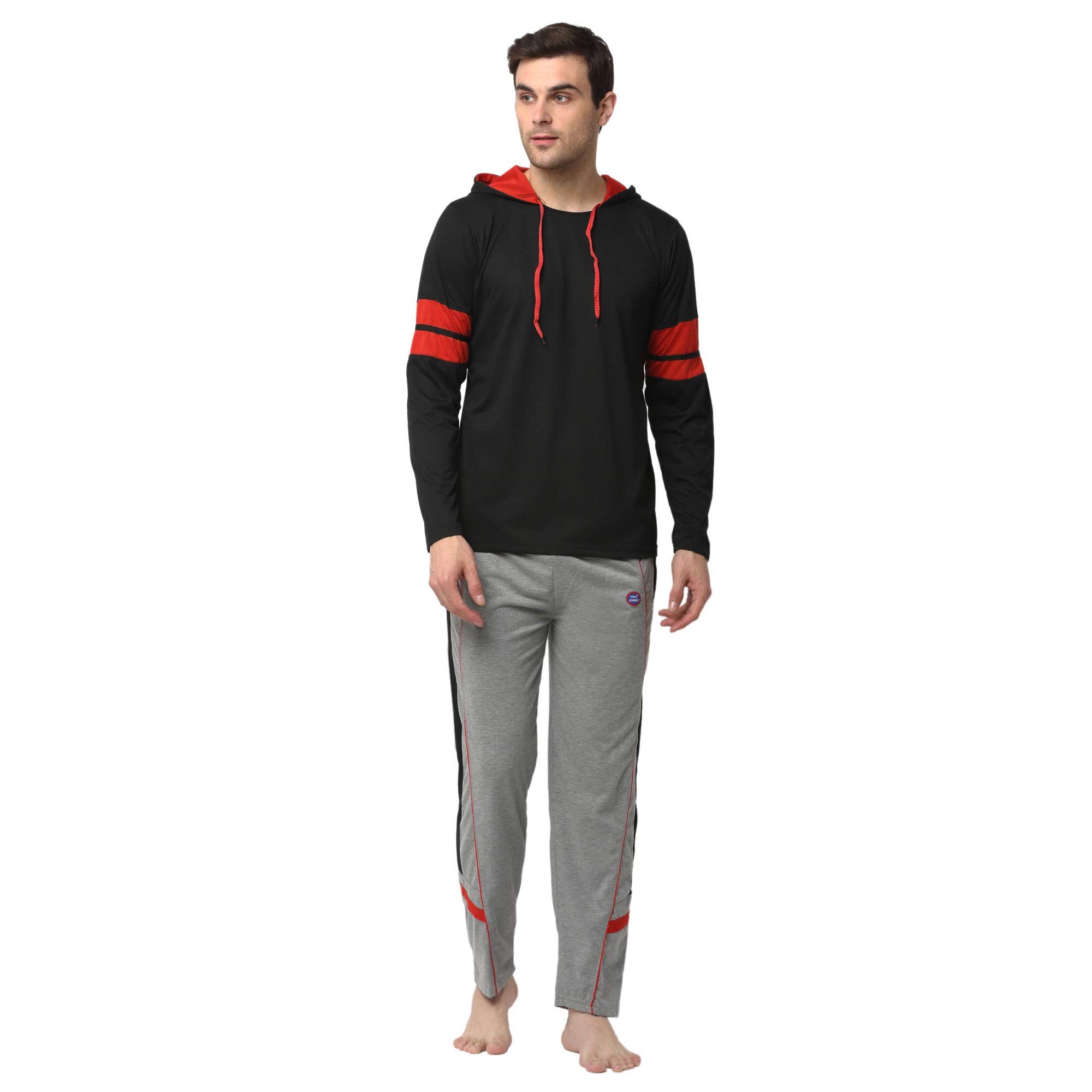 Cotton Blend Night Suit Co-ord Set for Men with Hodded Full Sleeve T-Shirt and Track Pant-VJ-MNS-TTP-GROUP21-image-27