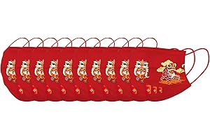 10-Pack Red Chinese Tiger New Year Masks