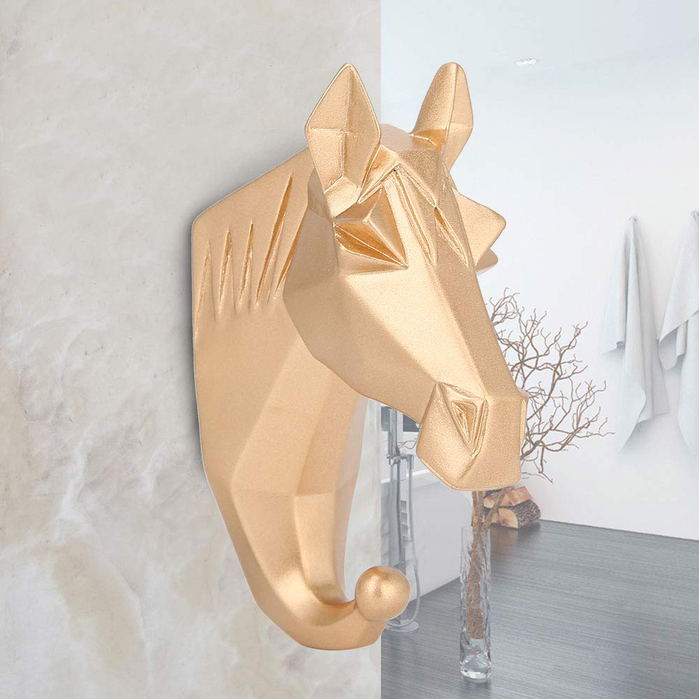 Gancio Da Parete A Forma Di Testa Di Cervo In Resina - Porta Asciugamani, Chiavi E Cappotti, Antico Colore Oro, 16 Cm | Jiadiru - 2