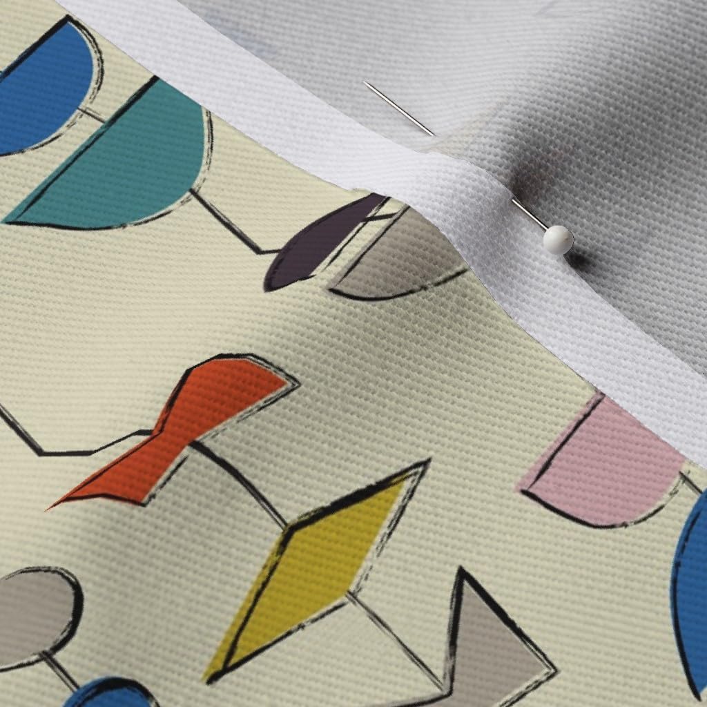 Spoonflower Fabric - Mod Beads 1950S Atomic 1960S Retro Modern Geometric Mid Century Printed on Denim Fabric Fat Quarter - Bottomweight Apparel Home Decor Upholstery