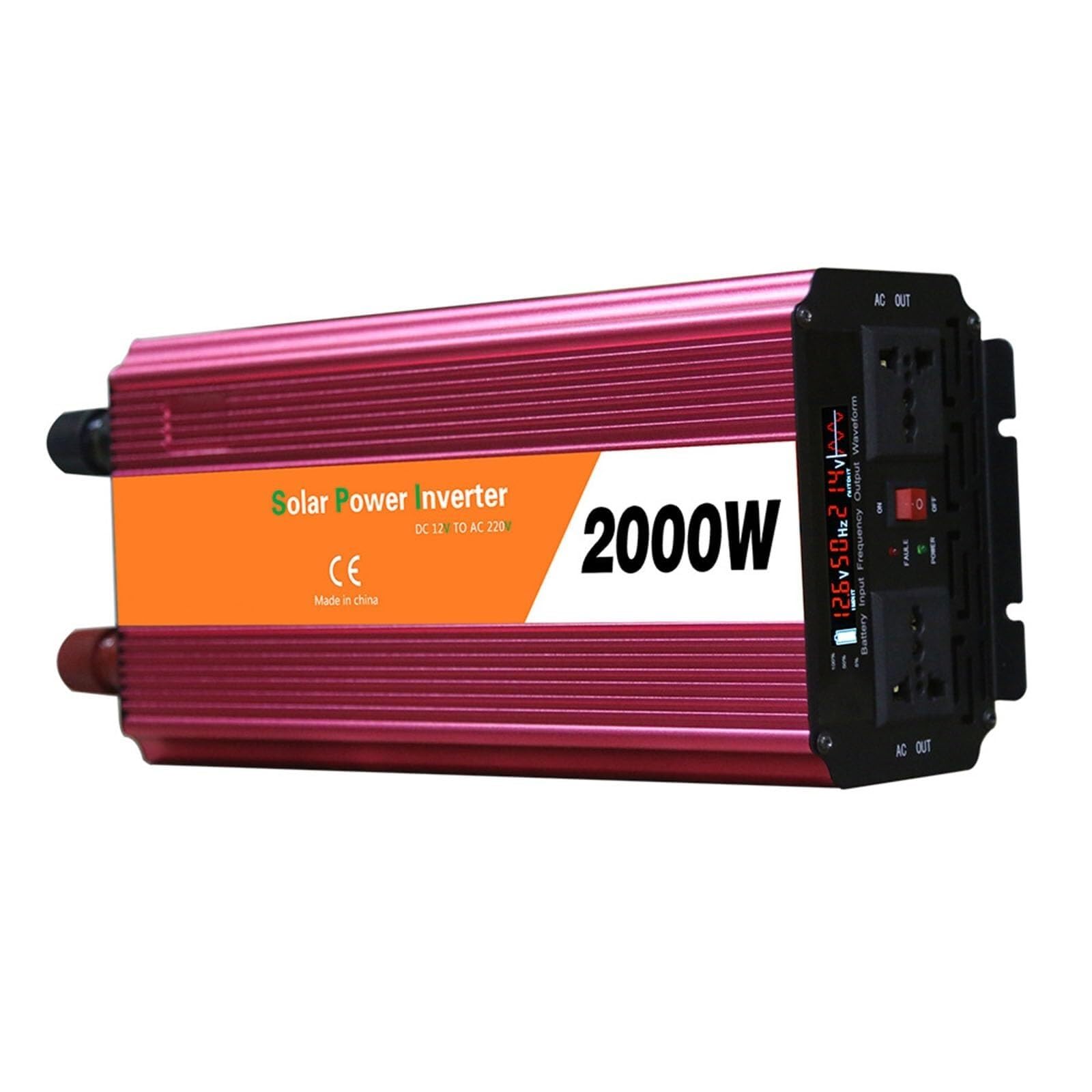 PWANUIGTE 2000W Peak 4000W Modified Sine Wave Inverter DC 12V/24V to 110V 220V AC Output LCD Display Home High Power Car(24V-110V)