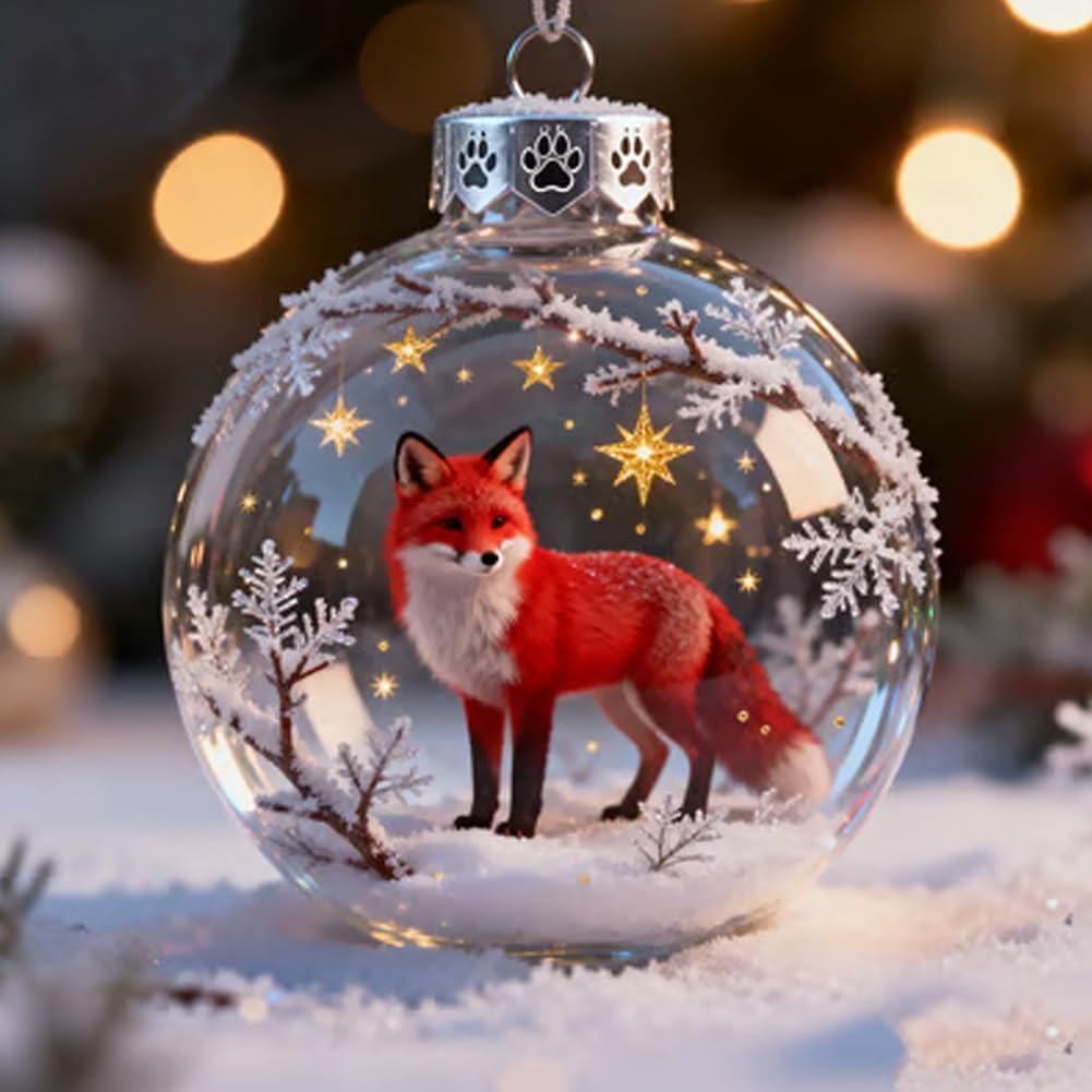 Adorno de bola de cristal, decoración navideña hecha a mano, bola de plástico transparente para árbol y regalos conmemorativos, diseño de conejo de nieve