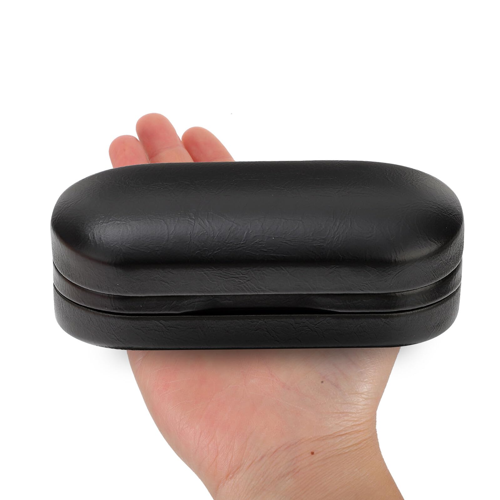 VOSAREA 2 Pièces Étui à Lunettes Double Couche Rigide en Cuir Synthétique avec Miroir Intégré et Cadre Métallique Sécurisé, Organisateur Portable pour Lunettes de Soleil en Voyage