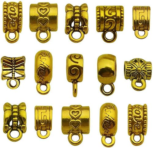 Miniatura 1 de WOCRAFT 100 cuentas de broche, cuentas de tubo de fianza, cuentas espaciadoras sueltas, dijes para colgar cuentas para hacer joyas, collares,