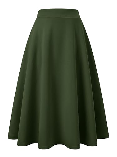 ANRABESS Women's A-Line Elastic High Waist Midi Skirts