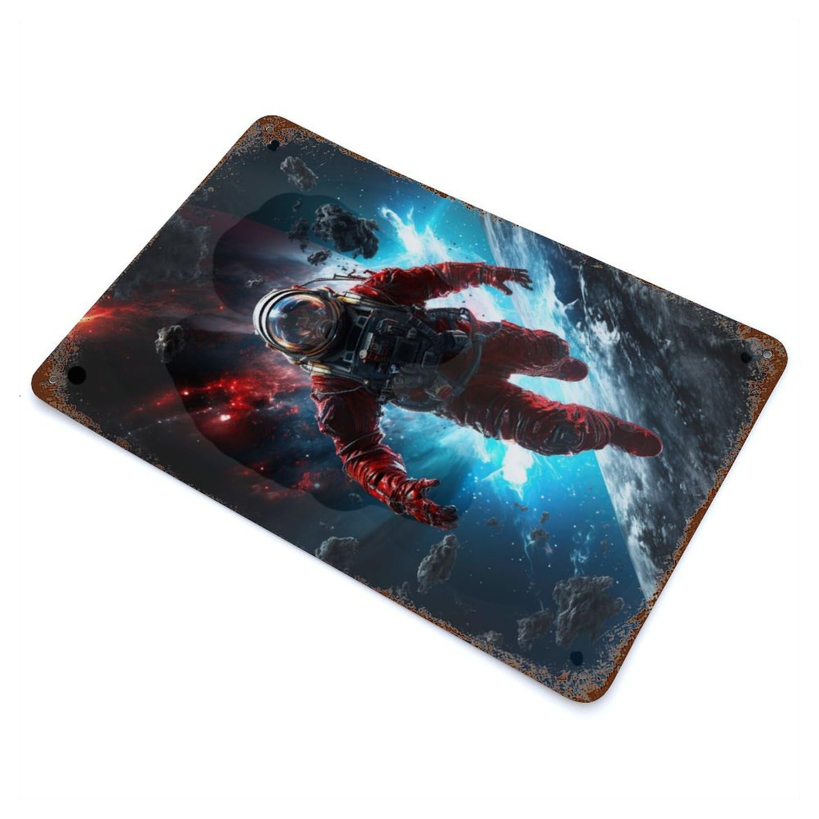 Space Astronaut Retro Metal Sign 11.8"x7.9", Classic Wall Plaque for Basement, Hobby Room And Garage Decor
