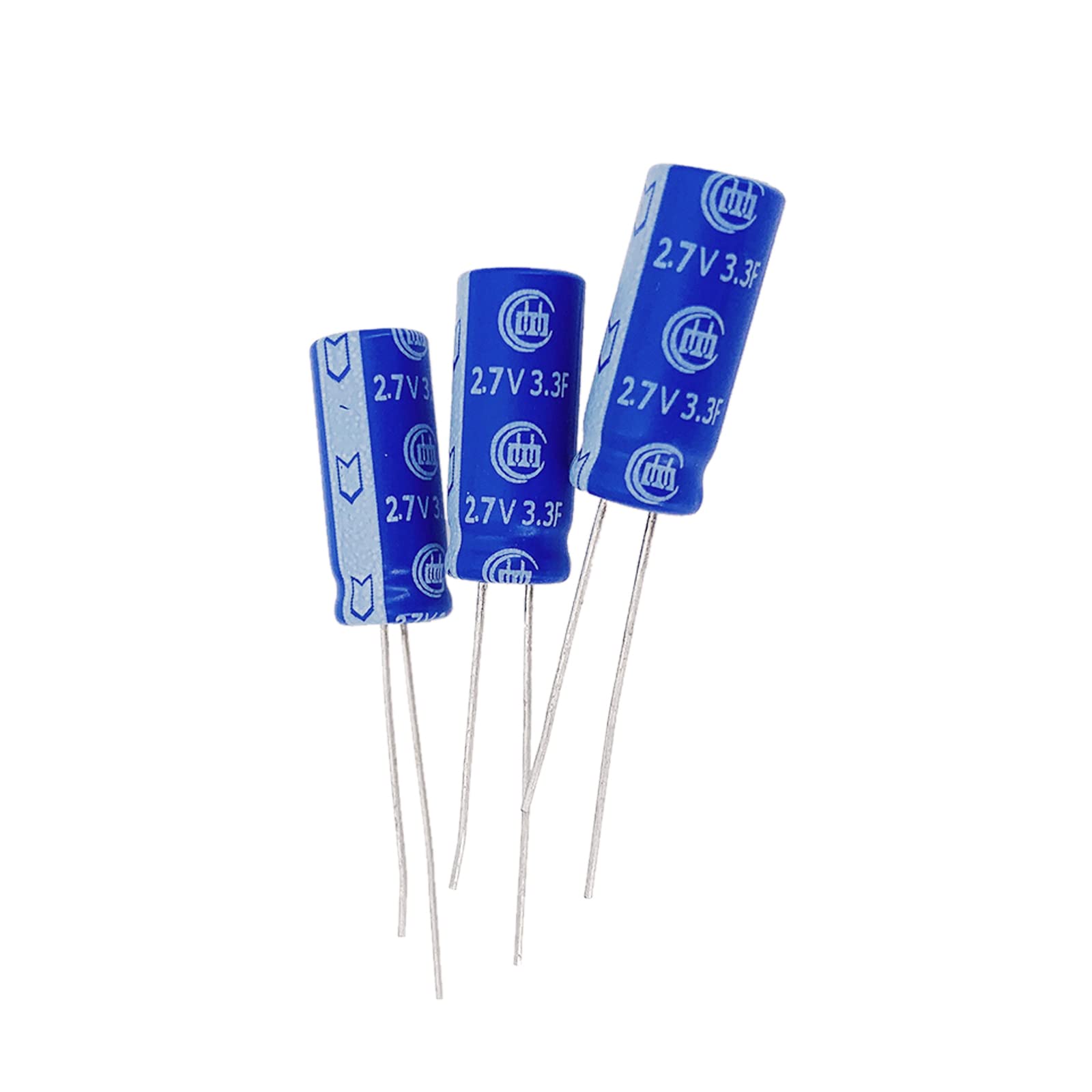 10 pcs 8X19mm(0.31x0.75in) Super Capacitor 2.7V 3.3F Farad Capacitance Winding Type Energy Storage for On Board Backup Energy Storage