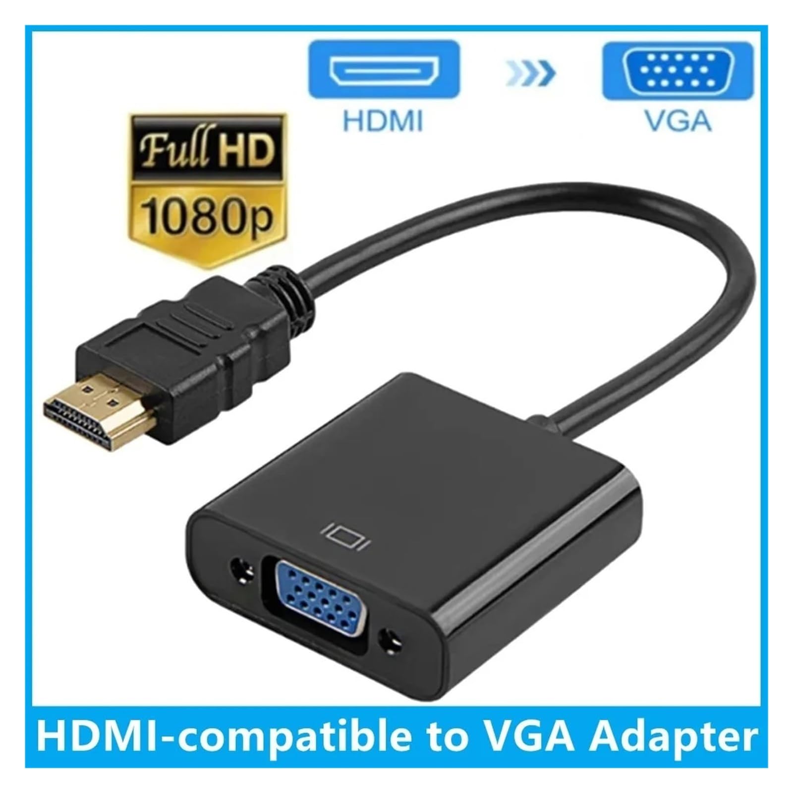 1080P HDMI na VGA męski na żeński konwerter adaptera do laptopa PC (biały)