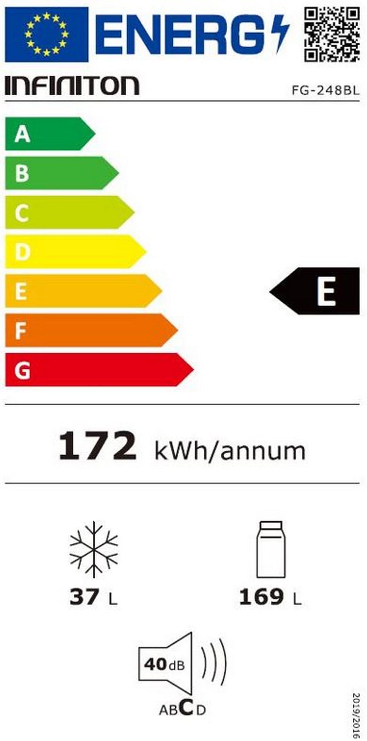 FRIGORIFICO INFINITON FG-248BL BLANCO (Dos Puertas, 205 litros, Alto 143cm, A++, FRESH ZONE, Independiente)