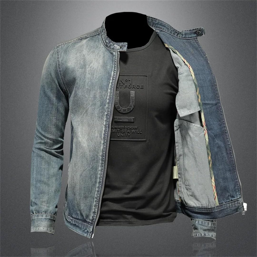 Męskie jednokolorowe kurtki jeansowe motocyklowe slim fit bawełniane płaszcze kowbojskie odzież wierzchnia kurtki dżinsowe