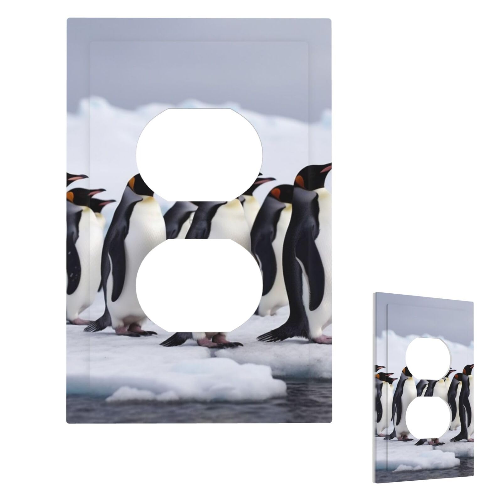 Antarctica Penguins Wall Plate Cover Modern Decorative 1 Gang Light Switch Cover Unbreakable Receptacle Outlet Covers For Living Room Bedroom Home Decor Duplex