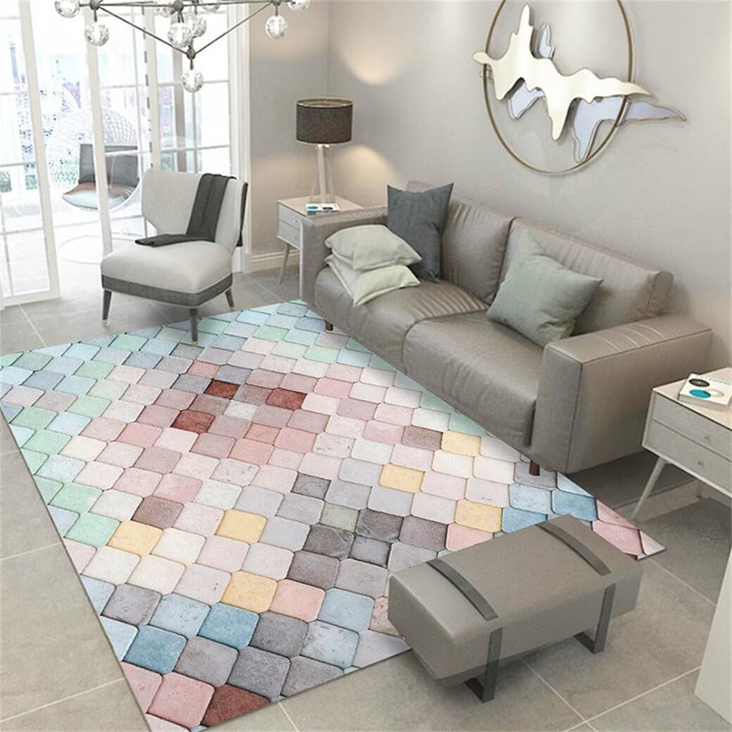 Tapis chambre enfant bleu lavable en machine pour effacer taches