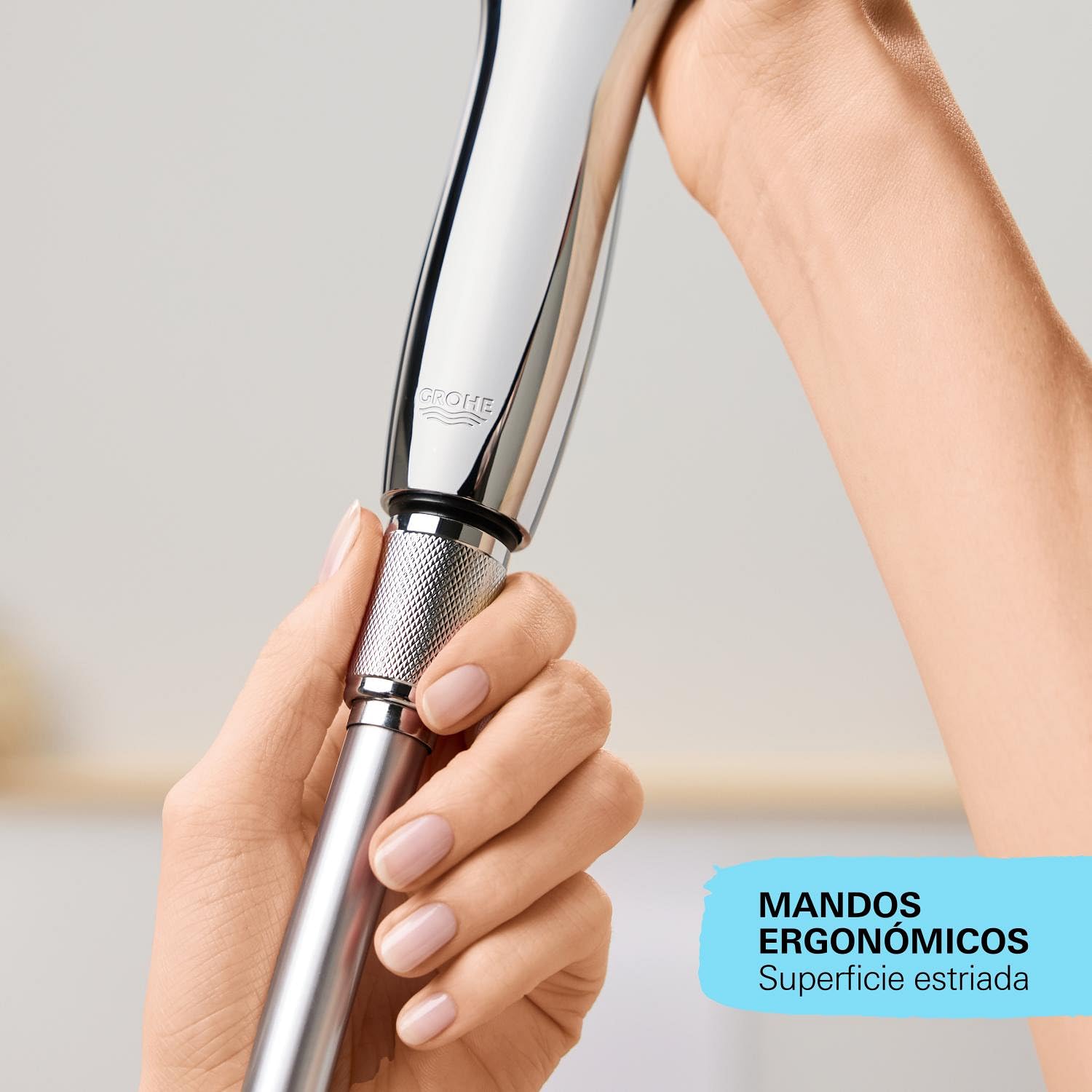 GROE Vitalioflex Trend - Manguera de ducha (1.5m, resistente al calor, sistema anti-torsión, conexión universal, instalación QuickFix), cromo, 28741002