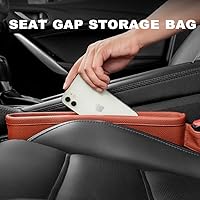 Vista 2 de Tumecos Car Seat Pockets PU Leather Car Console Side Organizer Seat Catcher Holders Compatible with Phone Key Wallet Phone Sunglasses 2 Pack (Black)
