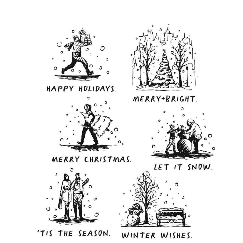 Tim Holtz Cling Stamps 7"X8.5"-Holiday Sketchbook