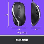 Logitech M500s Advanced Corded Mouse with Advanced Hyper-Fast Scrolling & Tilt, Customizable Buttons, High Precision Tracking with DPI Switch, USB Plug & Play (Renewed)