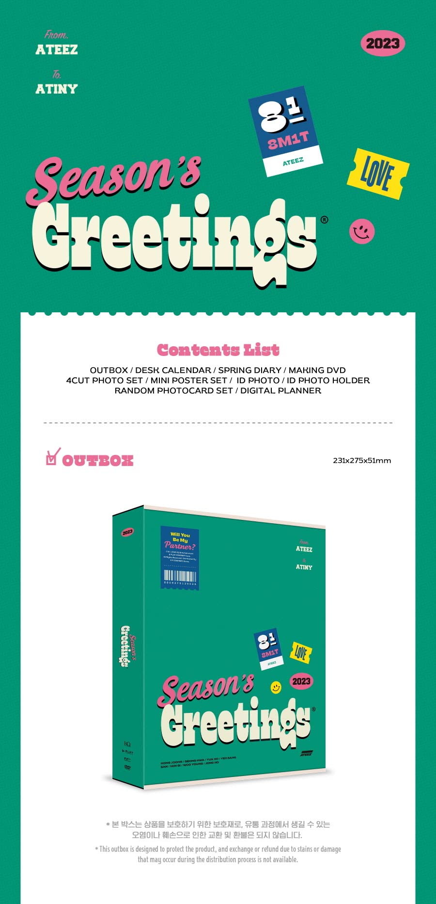 ATEEZ - 2023 Season's Greetings : Amazon.co.uk: Stationery
