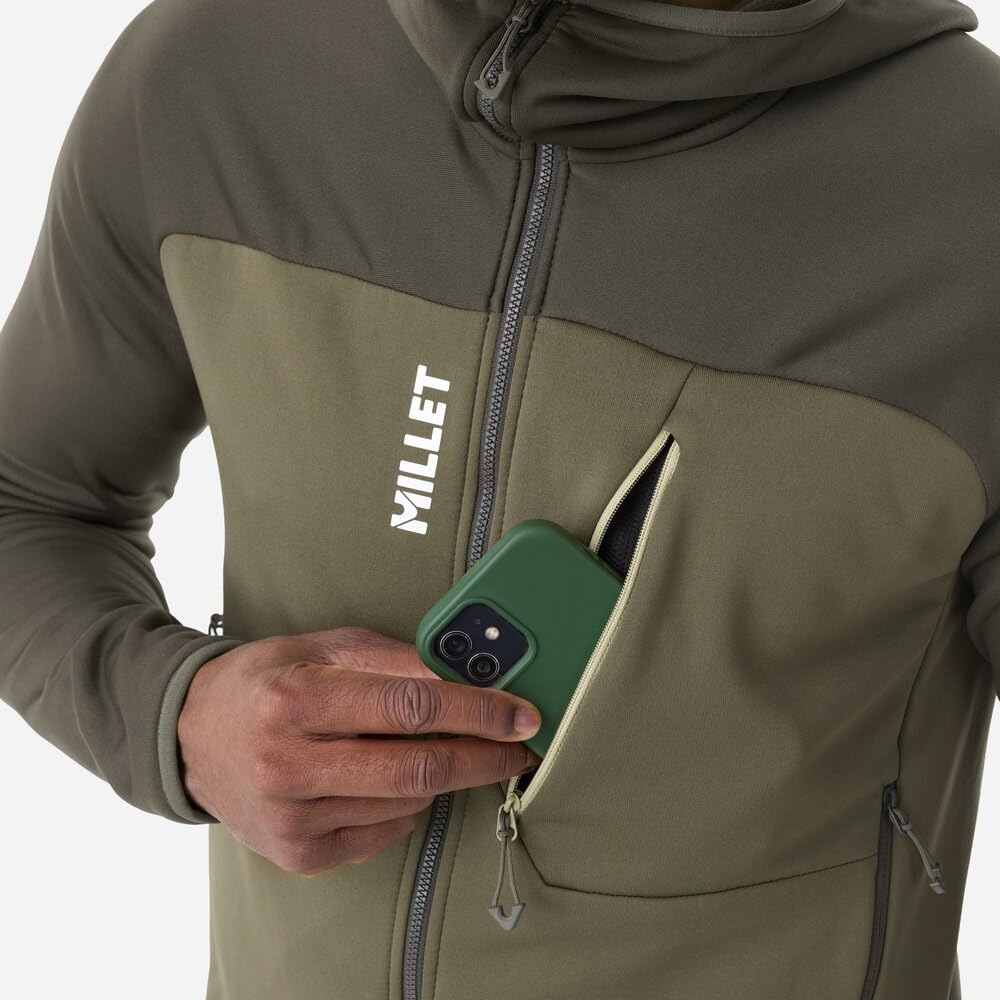 MILLET - Chaqueta polar de senderismo y esquí, Technostretch, capucha, Stretch y cálido, Seneca Fleece para hombre