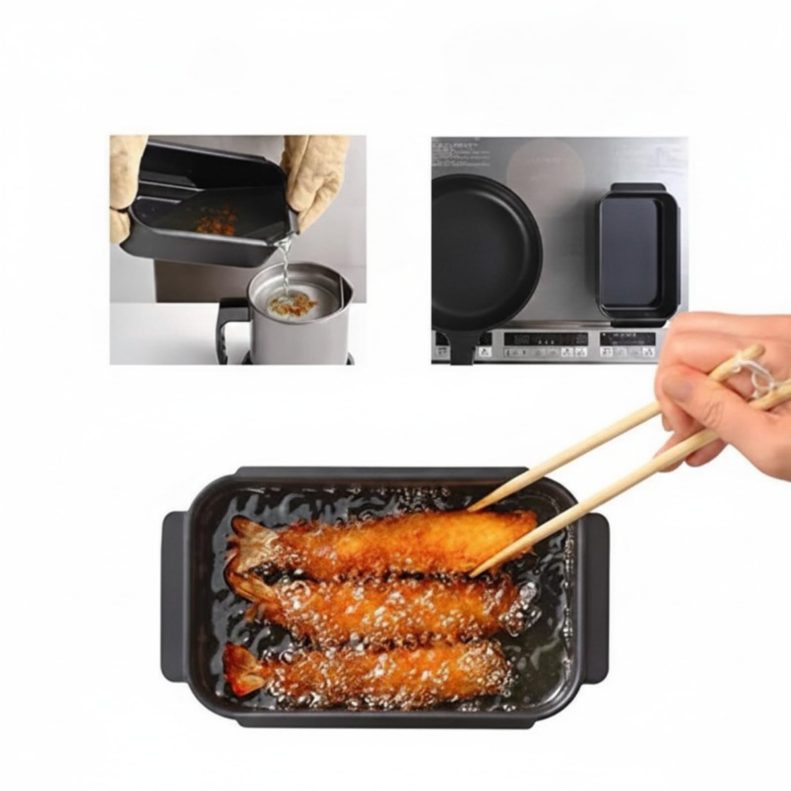 Friggitrice con Termometro Multiuso Friggitrice Rettangolare Lavabile Pentola con Termometro per Famiglie