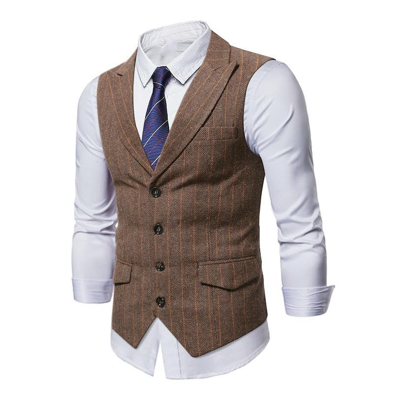 Chaleco de traje de espiga ajustado para un estilo vintage masculino 4