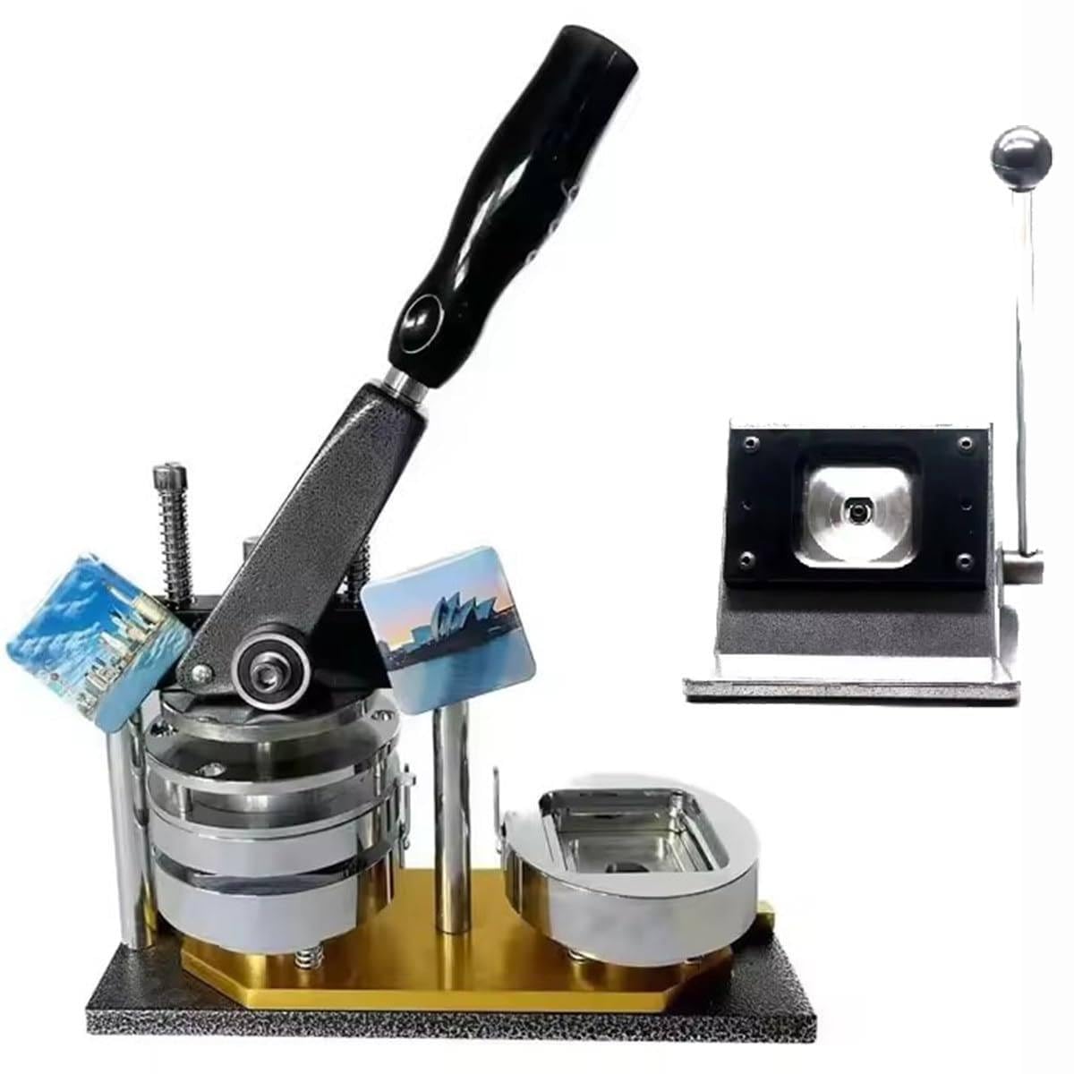 GTHTUHFD Photo Magnet Machine! Diy Magnetic Picture Frames & Fridge Magnets Pin Maker Machine,50 * 50Mm Button Badge Maker,With Paper Cutter + 100Pcs Component,Badge Mak
