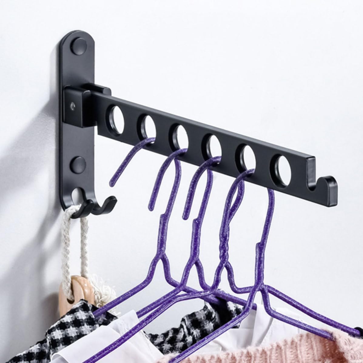 Wall Mounted Folding Clothes Drying Rack, Aluminum Alloy Hanger Holder
