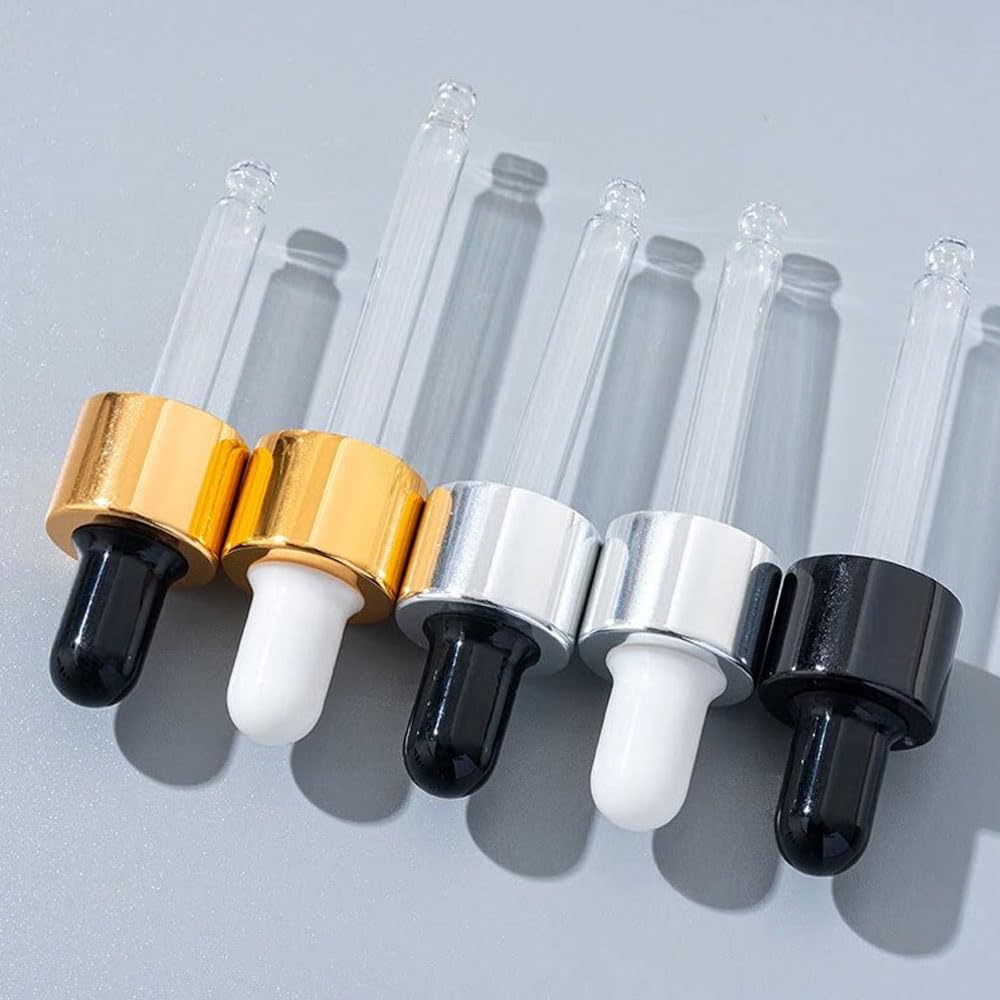 100 stücke 1/2/3/5ML Leere Glas Mini-Tropf ätherische Flaschen Pipetten Öl Aroma Therapie Roségold Kappe Pipetten Flaschen (Transparent-Rosengold,2ml)