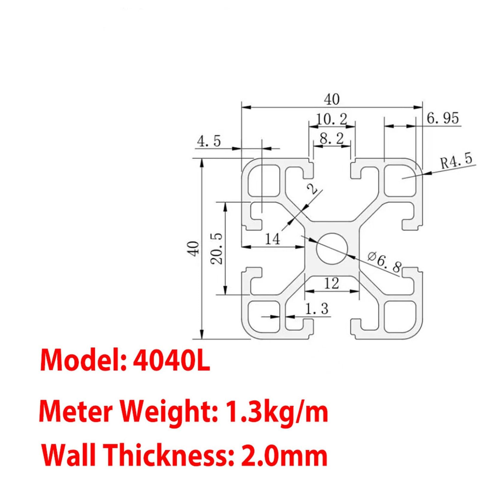 GTPBAO Profilo industriale anodizzato 4040 tipo T scanalatura in alluminio estruso quadrato rack fai da te telaio espositore for mobili staffa Binario estruso(850mm long)