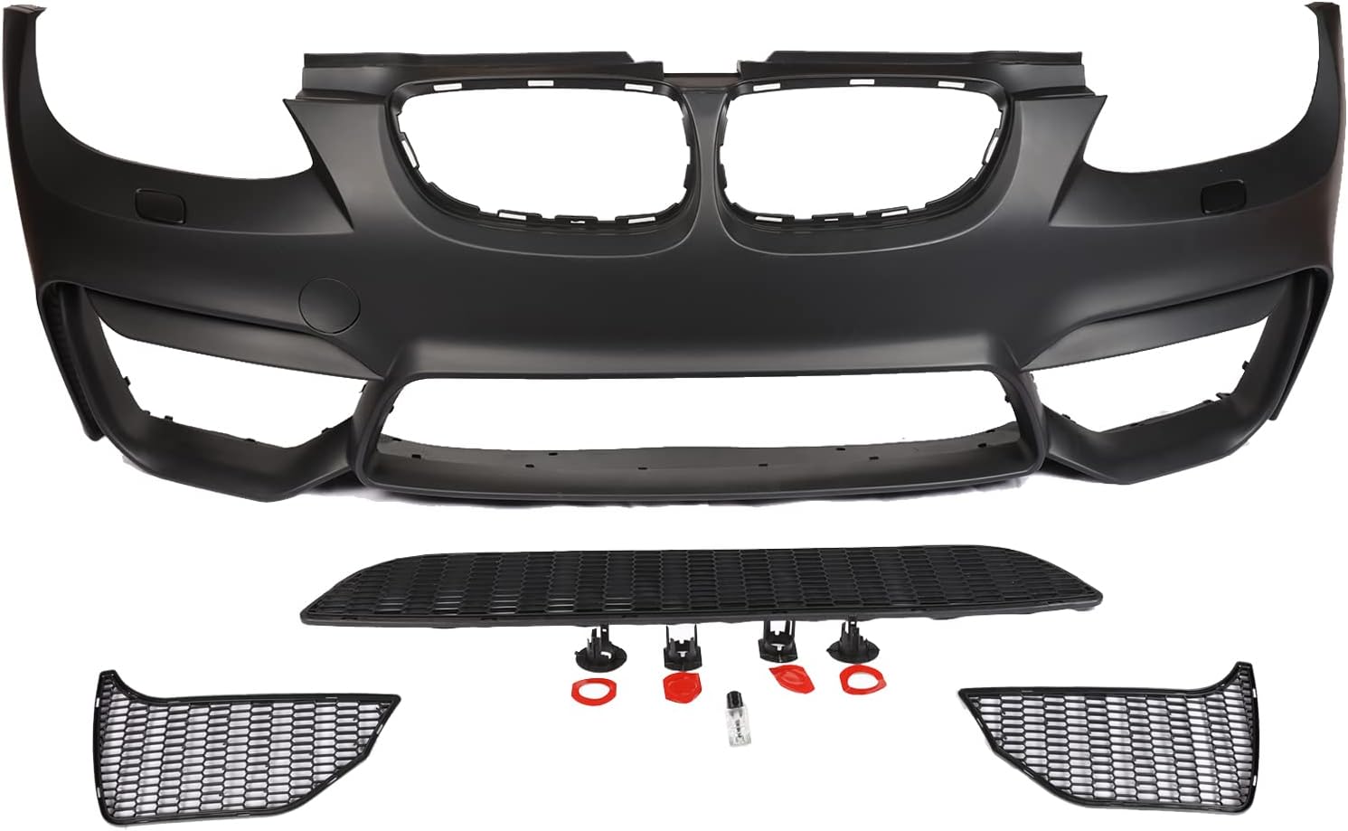 PENSUN M4 Style Front Bumper Cover Kit Mesh Grille Fit for BMW 3 Series E92 2006 2007 2008 2009 W/O PDC (W/Fog Lights Net W/Fog Lights)