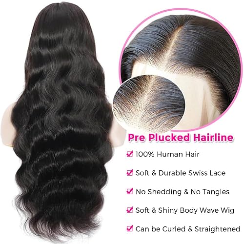 Miniatura 6 de Pizazz Pelucas de cabello humano brasileño ondulado con encaje frontal transparente HD de 13 x 6 pulgadas, predepiladas, densidad 180, cabello