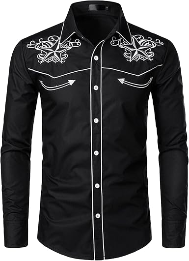Amazon.com: Elegante camisa vaquera occidental para hombre, diseño bordado,  ajustado, casual, manga larga, para boda, fiesta : Ropa, Zapatos y Joyería