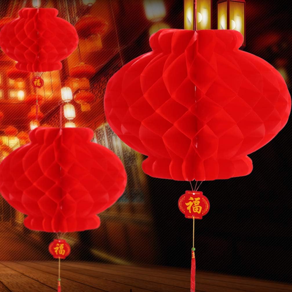 Uonlytech Wedding Decor 35 Pcs Papercutting Lanterns for Festival Good Luck Decoration Chinese Spring Festival Lanterns Fengshui Decor Mini Red Lantern Honeycomb Ornament