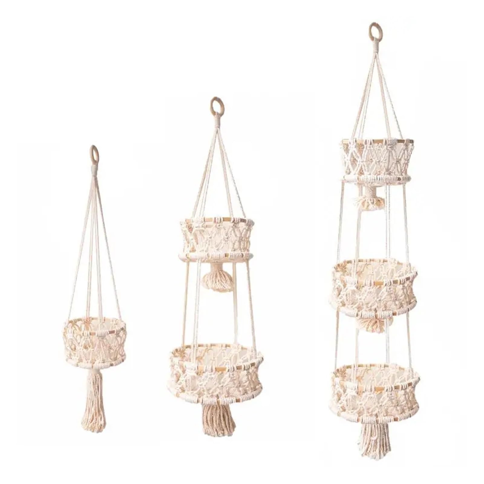 Appendini per Piante Macramè Appeso in macramè intrecciato a mano for piante, vaso da fiori, fioriera, decorazione parete, cortile, giardino, sospesa(Single layer)