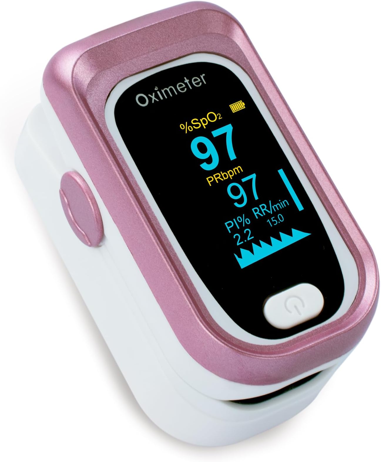 Pulse Oximeter Fingertip,Blood Oxygen Saturation Monitor,Spo2 Pulse Oxygen Saturation Pulse Monitor OLED Screen PI and Respiratory Rate (RR) monitoring, rose gold,