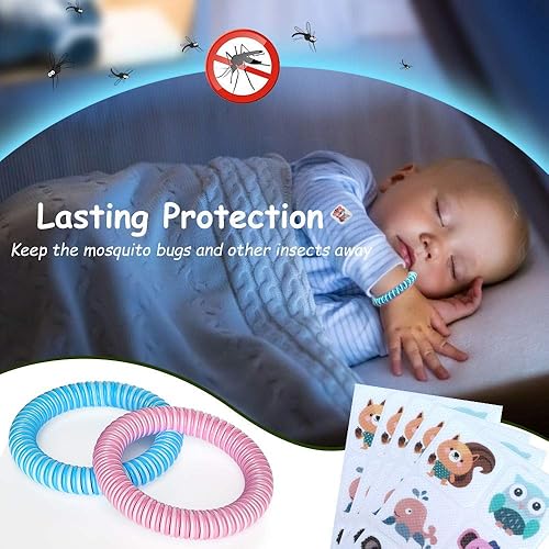 Miniatura 3 de Paquete de 120 calcomanías de parches de mosquitos para niños y adultos, calcomanías resellables con 2 pulseras de mosquitos, calcomanías