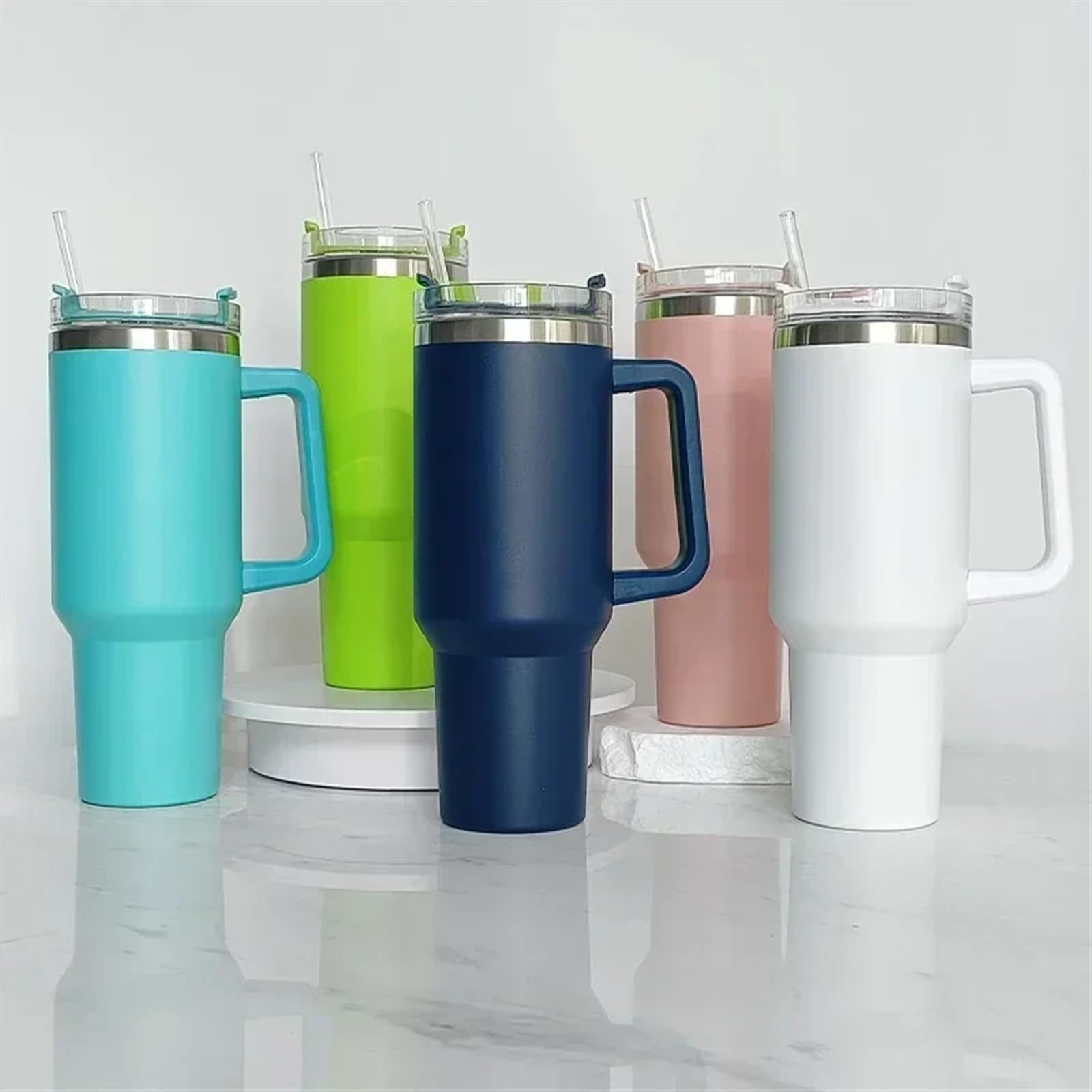 Taza pajita para coche,Taza con pajita y asa Vaso con asa de 40oz, vaso aislado con tapas, taza de agua de acero inoxidable con pajita for viaje en el hogar, taza térmica (Size : 1200ml, Color : A1