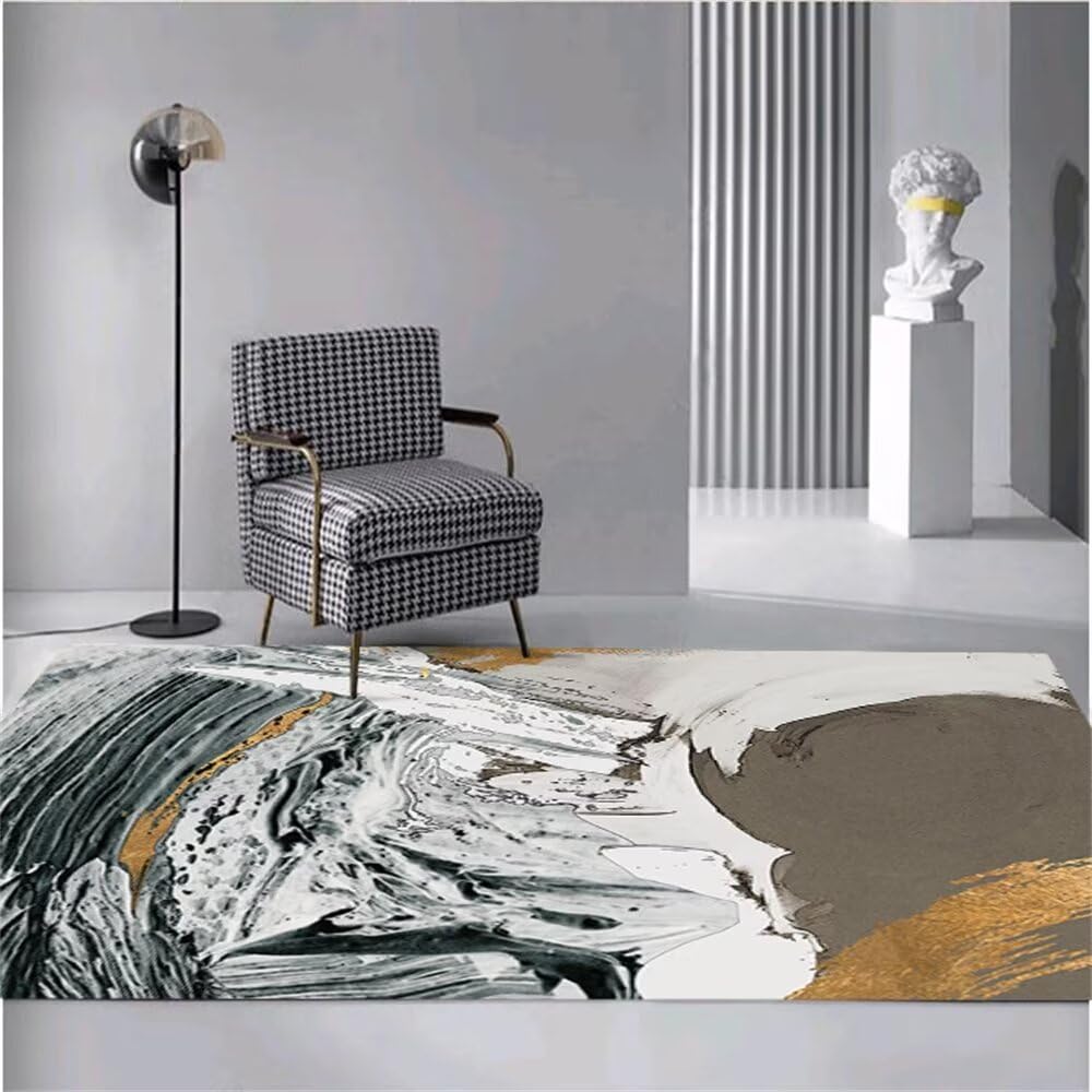 Tapis de sol salon gris 120x180cm au motif floral abstrait pour chambre d'ado