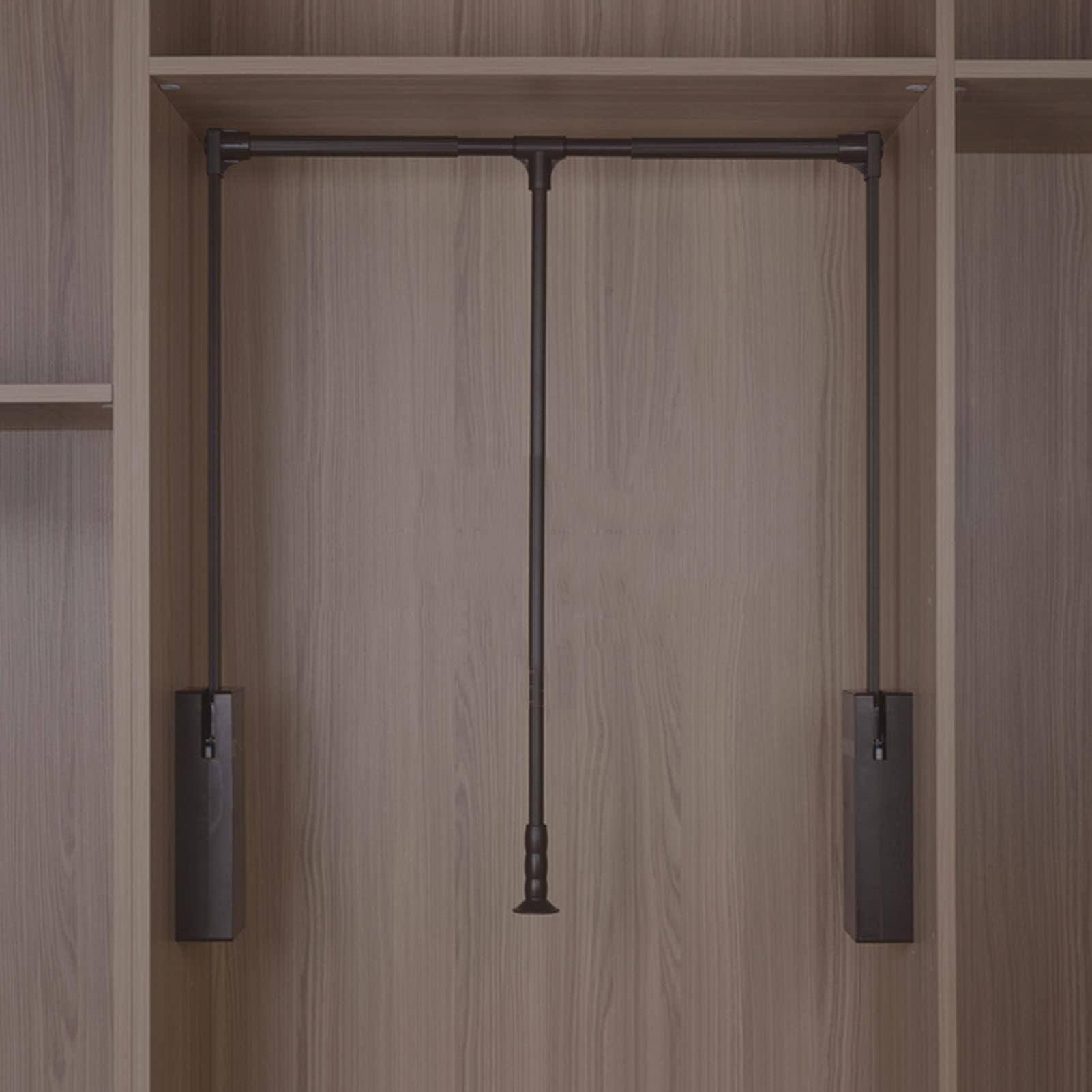 GTHTUHFD Adjustable Pull-Down Closet Rod - Space-Saving Hanging Rail With Soft Return For Wardrobe Organization,66-89cm