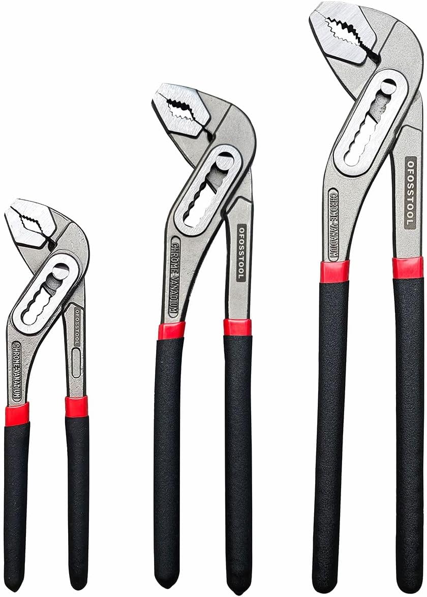 3 Pieces Groove Joint Pliers Set,8/10/12 inch Adjustable Pliers Multi-Purpose Water Pump Tongue And Groove Plier Set for Home and Industrial Repair