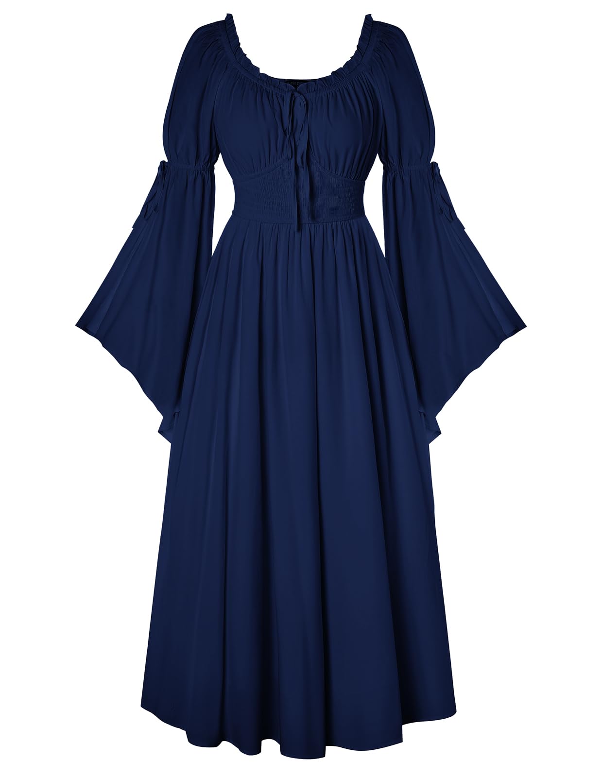 SCARLET DARKNESS Damen Renaissance Kleid Mittelalter Bauernkleid Schulterfrei Lange Glockenärmel Kleider