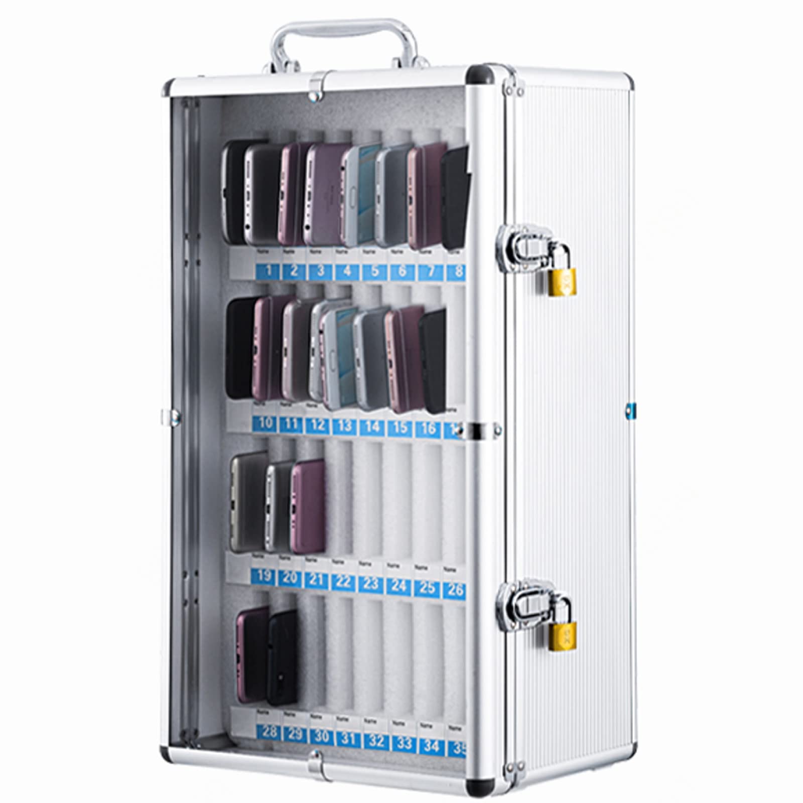 Caja Transparente Para Guardar El Teléfono Con Asa 12/24/36 Ranuras Para Escritorio Soporte Portátil Para Teléfono Móvil Solución De Almacenamiento Segura Para La Oficina Ideal Para El Hogar