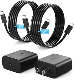 [2-Pack] 45W USB C Charger-Samsung Super Fast Wall Charger Type C for Samsung Galaxy S22/S22+/S22 Ultra/S21 Ultra/S21/S21 Plus/S20 Ultra/S20/S20+/Note 20/10/S10/S9/S8 with 6ft Type C Cord