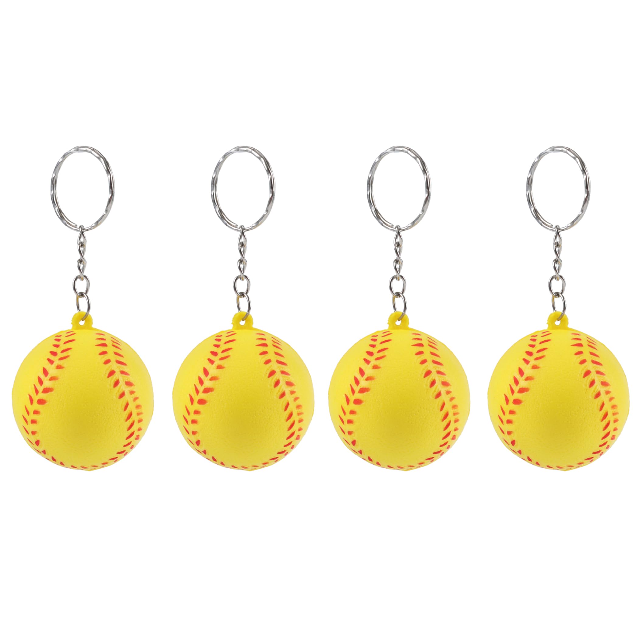 4Pcs Foam Softball Keychains, Funny Key Chain with 1.6inch/4cm Soft Softball for Backpack Bag Charms Car Key