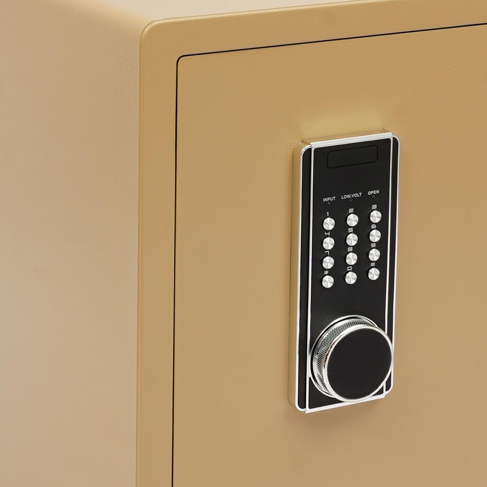 Cassaforte a 3 livelli, cassaforte per mobili, password/chiavi, cassaforte per documenti, con rivestimento antincendio e sistema di allarme, per casa, ufficio e camera da letto (oro)