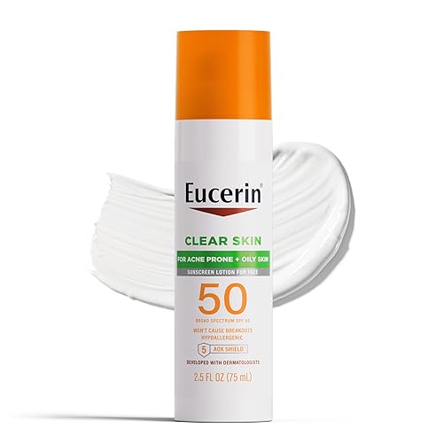 Eucerin Sun Clear Skin Face Sunscreen Lotion SPF 50 for Acne Prone and Oily Skin, Lightweight Sunscreen with Oil-Absorbing Minerals, Won't Cause